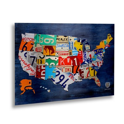 Trademark Fine Art - Design Turnpike 'USA Map' Floating Brushed Aluminum Art
