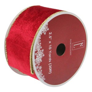 Northlight Solid Bright Red Wired Christmas Craft Ribbon 2.5" x 10 Yards - 1 of 2