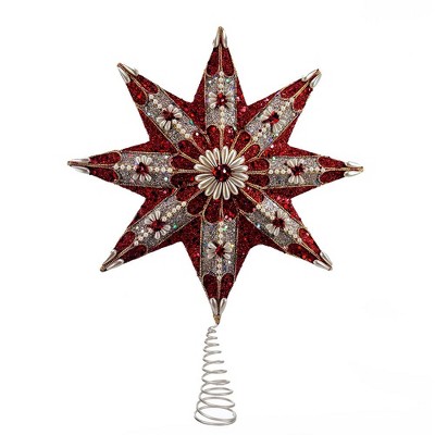 Kurt Adler 16.5-inch 8-point Ruby And Platinum Star Treetop : Target