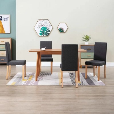 vidaXL Dining Chairs, 4 Pcs, Dark Gray Fabric