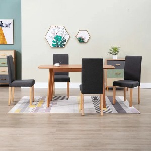vidaXL Dining Chairs, 4 Pcs, Dark Gray Fabric - 1 of 4