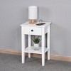 GlasFlength Nightstands Nightstand Modern Bedside Table with Storage Drawer and Open Wood Shelf for Room Modern, White, 16.3"*12.6"*25.6" - 2 of 4