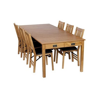 MECO Stakmore Solid Wood Traditional Expanding Dining Game Table Console with Veneer Top Surface and Hidden Supportive Extra Leg, Oak Frame