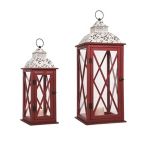 Transpac Metal 32.25 in. Multicolor Christmas Enamel Lantern Set of 2 - 1 of 2