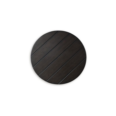 Celamar Dark Brown Round Wood End Table with Lower Shelf
