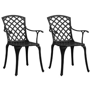 vidaXL Patio Chairs 2 pcs Cast Aluminum Black - 1 of 4
