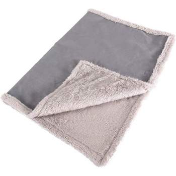 Happilax Fluffy Dog Blanket for Car and Couch, Washable Travel Dog Mat - Large - Gray