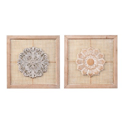 (Set of 2) Mencoln Decorative Wall Panels by Aiden Lane Natural/White - Southern Enterprises