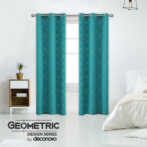 Deconovo 42-Inch Silver Geometric Blackout Curtain Panels (2 Panel) - 1 of 4