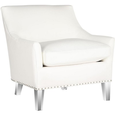 Modern Art Deco White Accent Chair with Transparent Legs
