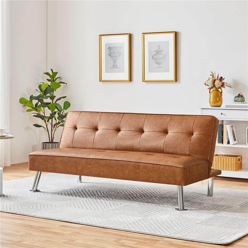 Yaheetech Faux Leather Adjustable Convertible Sofa Bed Couch Futon for Living Room, 3 of 11