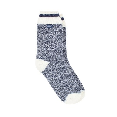 Always Warm by Heat Holders Men's Warmest Cream Block Twist Crew Socks - Navy 7-12