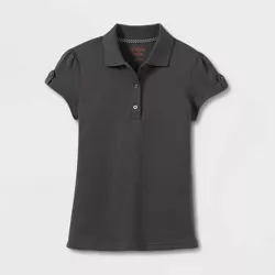 Toddler Girls' Short Sleeve Interlock Uniform Polo Shirt - Cat & Jack™ Gray 2T