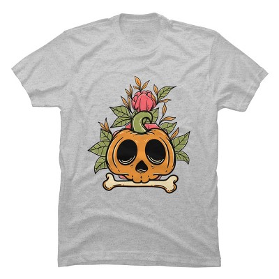 Men's Design By Humans Halloween with Rose Illustration By rukurustudio T-Shirt