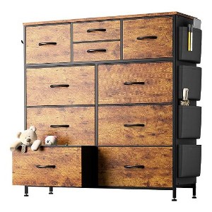 TUYOHW 10-Drawer Storage Dresser with Side Pockets and Hooks,Fabric Chest Organizer with Wood Top,Storage Tower for Bedroom,Closet & Entryway - 1 of 1