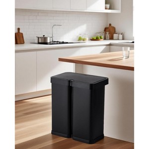 Touchless Motion Detector Trash Can 16 Gallon (60L) Dual Compartment Kitchen Garbage Bin with Lid, Fingerprint-Resistant Stainless Steel - 1 of 4