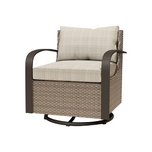 YARDSIGHT Outdoor Swivel Rocker Patio Set ¨C Rattan Chairs with Cushions & Stainless Steel Armrest Frames Ideal for Garden, Backyard, Porch - 1 of 4