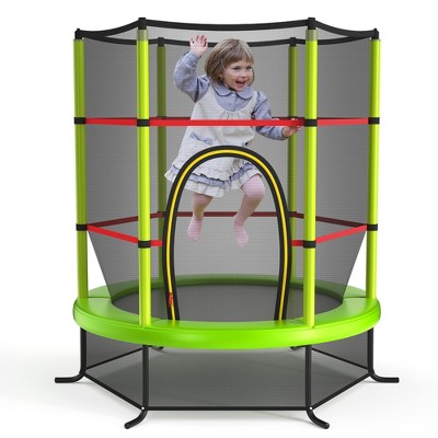 Zipper & Pad Accessories Age 1-8 Indoor or Outdoor Jumping Workout Streakboard Trampoline for Kids w/Silent Stretch Bands 5FT Small Baby Trampoline 60 Mini Toddler Trampoline with Enclosure Net 