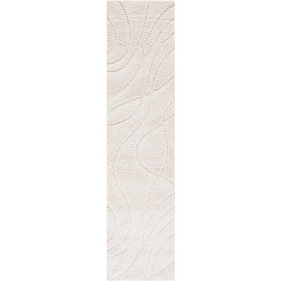 Creme Shag 2'3" x 9' Synthetic Runner Rug