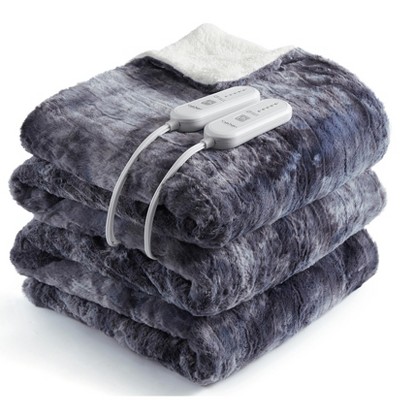 GustoWave Heated Blanket Throw - Thick Cotton Velvet & Soft Tufted Blanket with Controller, Fast Heating & Machine Washable