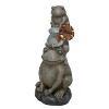 18" Polyresin Stacked Frogs with Flower Indoor/Outdoor Decorative Garden Statue Heathered Gray/Olive Green - Alpine Corporation - 3 of 3