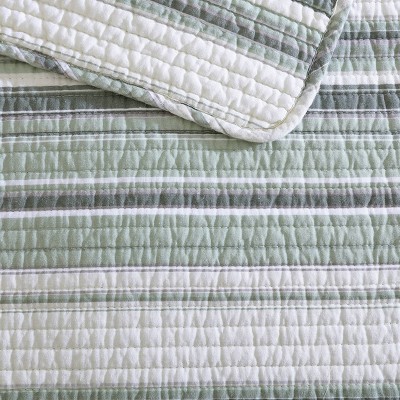 Fresno Green Cotton Reversible Full Quilt Set