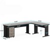 Vynxaria 83" L-Shaped Executive Office Desk, 82.67”x62.99”x29.52” Work Surface, Reversible Layout, Rolling File Cabinet, Industrial Gray - 2 of 4