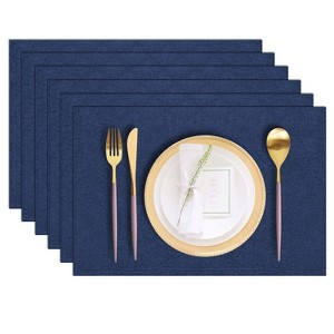 Aoibox Cloth Placemats Set of 6, Cotton Linen Blend Machine Washable Durable Table Mats, Heat Resistant Wrinkle Free for Dining Table, Easy to Clean - 1 of 4