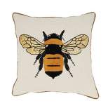 Saro Lifestyle Embroidered Bumble Bee Bliss Throw Pillow Cover, 18", Beige