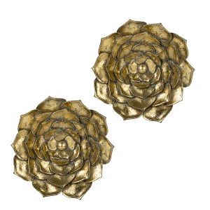 Cesicia 10x1.4" Succulent Flower Wall Decor, 2 Piece - 1 of 4