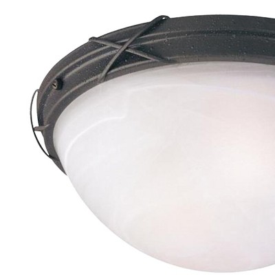 Rustic White Alabaster Glass Outdoor Flush Mount Light