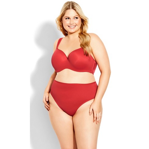 AVENUE | Women's Plus Size Fashion Microfiber Hi Cut Brief - rose red -  22W/24W