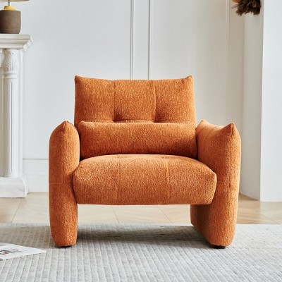 GDFStudio Gaia Modern Velvet Upholstered Tufted Accent Chair with Lumbar Pillow