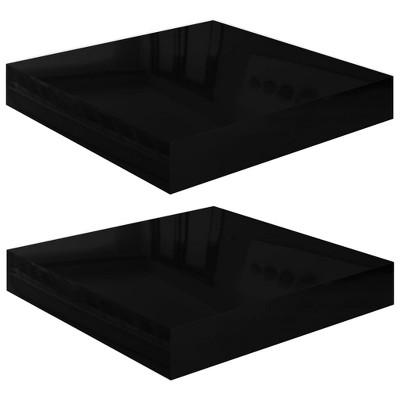 vidaXL Floating Wall Shelves 2 pcs High Gloss Black 9.1"x9.3"x1.5" MDF