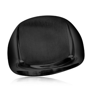 Metallo Stainless Steel Brushed Square Ring - Black Plated - Available Sizes:  9 ,  13 ,  12 ,  11 ,  10 - 1 of 3