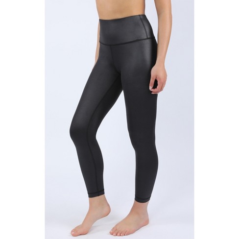 90 Degree By Reflex Interlink Faux Leather High Waist Cire Ankle Legging -  Black Cire - X Large : Target