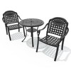 3-Piece Cast Aluminum Outdoor Dining Set: Round Table, Stackable Chairs & Blue Cushions - All-Weather Patio Furniture for Your Backyard - 3 of 4