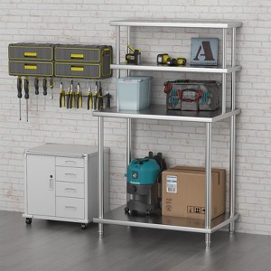 COZONY Stainless Steel Work Table with Overshelves, Heavy Duty Prep Table Kitchen Countertop with Adjustable Storage - 1 of 4