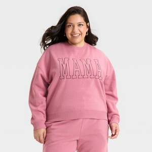 Women's Mother's Day "Mama" Graphic Sweatshirt - Pink - 1 of 3