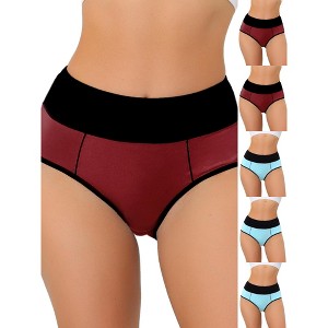 INSPIRE CHIC Women's High Waist Tummy Control Color-Block Available Briefs 6 Packs - 1 of 4
