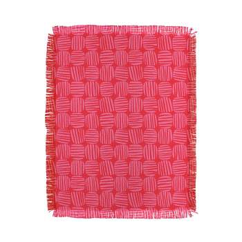 Sewzinski Striped Circle Squares Pink 56"x46" Woven Throw Blanket - Deny Designs