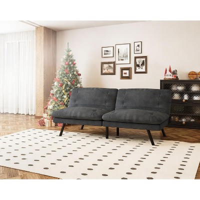 Dyonery 70" Memory Foam Folding Convertible Linen Futon Sofa Couch,Detachable Cushion,Adjustable Backrest, for Living Room,Office,Apartment, Black