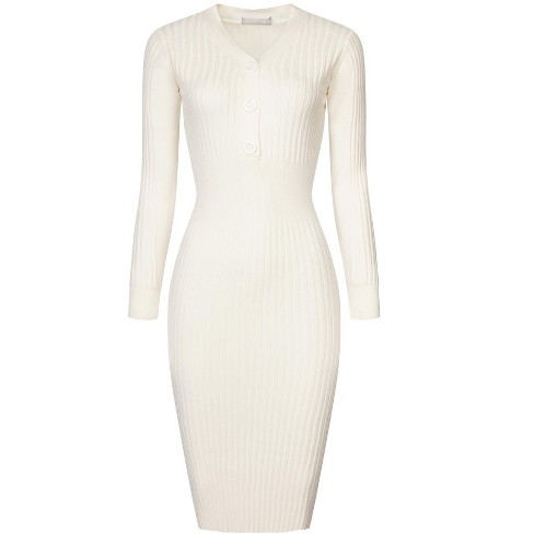 Basics Ribbed High Neck Long Sleeved Midi Dress