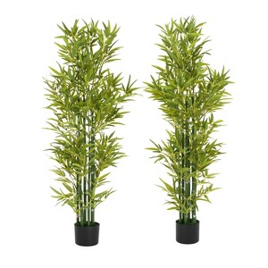 NicBex Artificial Palm Tree/Bamboo Set of 2 in Pots Tropical Faux Palm Trees with Bendable Fronds, Ready-to-Use Indoor/Outdoor Floor Plants - 1 of 4