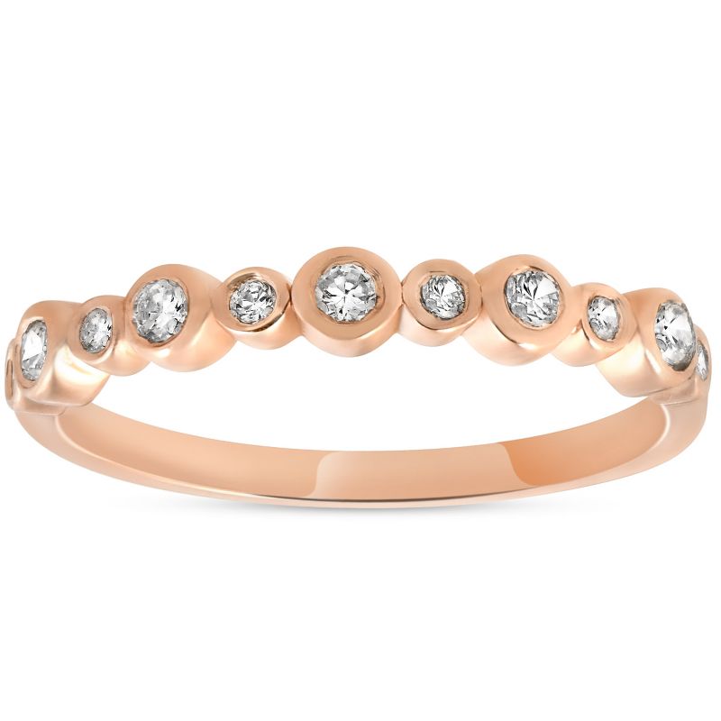 Pompeii3 1/3ct Diamond Wedding Ring 14k Rose Gold Stackable Womens Anniversary Band, 1 of 5