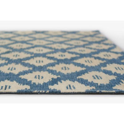 Slate Blue Hand Tufted Wool Ikat Rug, 3'6" x 5'6"