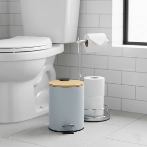 Evideco French Home Goods Stylish Trash Can with Bamboo Lid and Pedal, 2.5L Capacity - 1 of 4