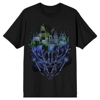 Harry Potter Hogwarts Patronus Line Art Men's Black T-shirt