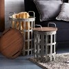 Metal and Wood Side Basket Tables 11" & 20.25" Farmhouse Accent (Set of 2) by Melrose - 3 of 4