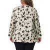 Women's Plus Size Keyhole Floral Pleated Long Sleeve Flowy Casual Tunic Blouse - Agnes Orinda - 4 of 4